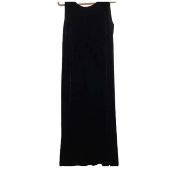 VINTAGE DJ INTERNATIONAL Dress Maxi Stretch Velvet Sleeveless Formal Black 16 - Picture 3 of 10